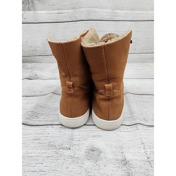 Ugg Women Starlyn Shearling High Top Boot Sneaker Size 9 Brown Lace Up Lined - Picture 5 of 12